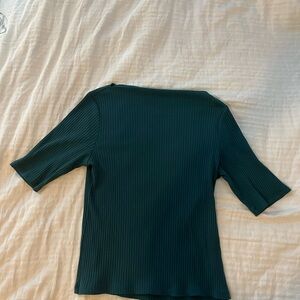 Old Navy Ribbed Short Sleeve Top in Forest Green
